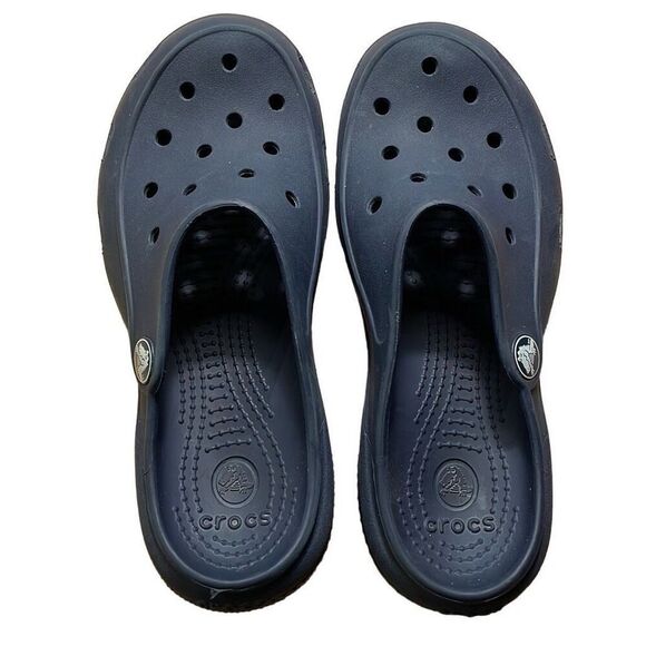 EUC Navy Blue Crocs Feminine Non-Clunky Slip On Clogs - Size W5/J2 - Rare Style! - Picture 4 of 9